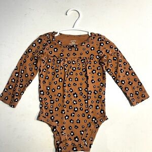 Carter's Tan Floral Long Sleeve Bodysuit